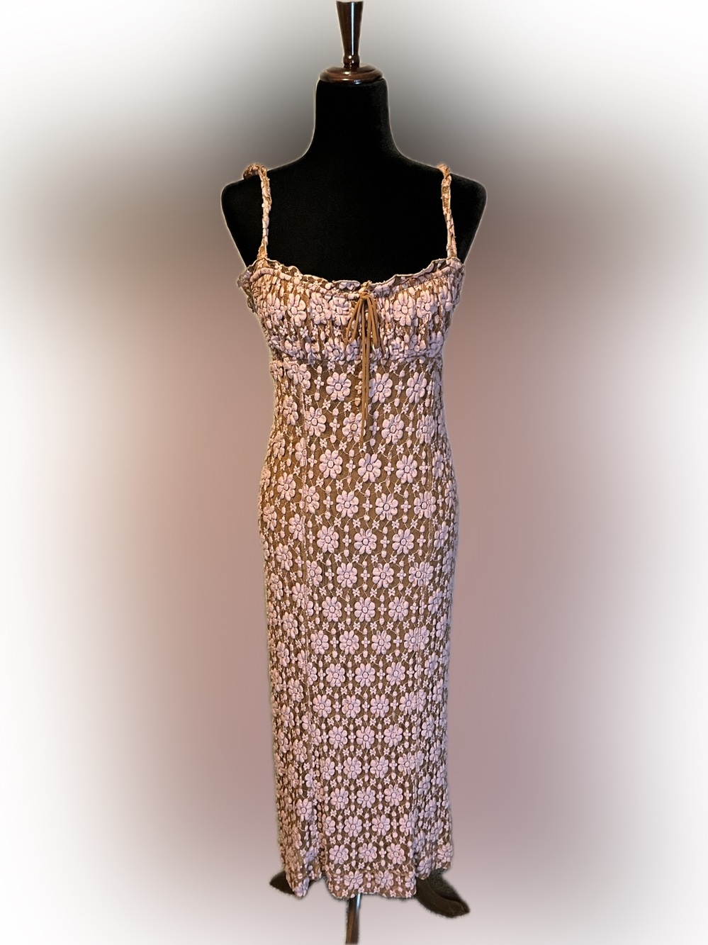 Free People Lucinda Midi Ginger Combo Dress size L - Picture 6 of 15